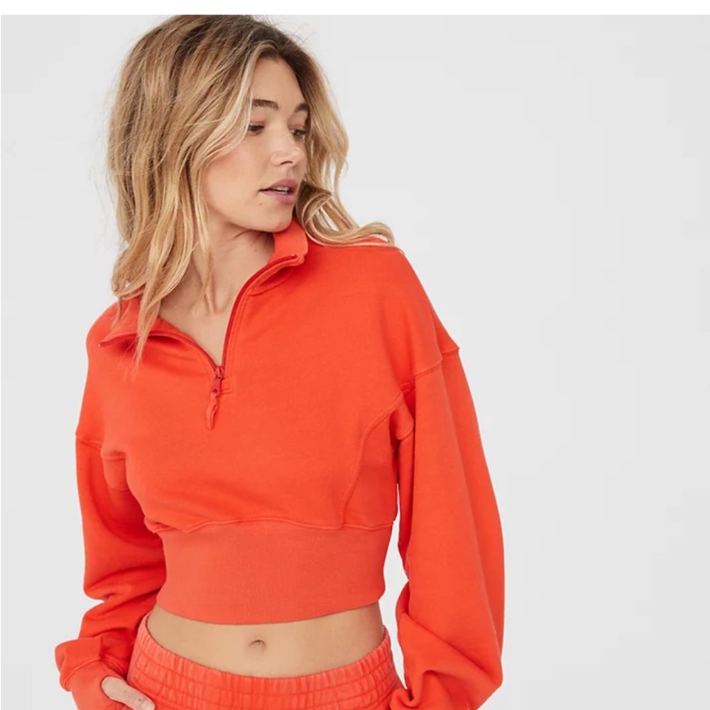 OFFLINE By Aerie Throw-Back Corset Cropped Quarter Zip